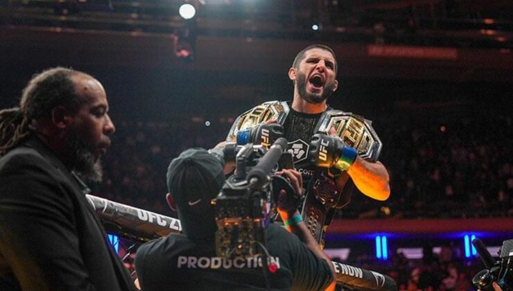 UFC’de tarihi baştan yazan maç! Islam Makhachev, artık çifte şampiyon…