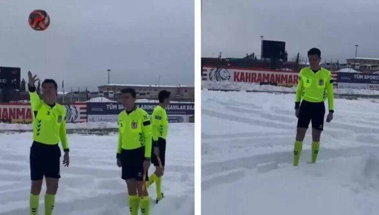 Maç için sahaya giden hakemler gördükleri manzara karşısında şoke oldu