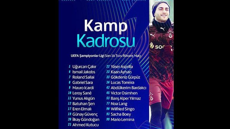 Galatasarayın Liverpool maçı kamp kadrosu belli oldu