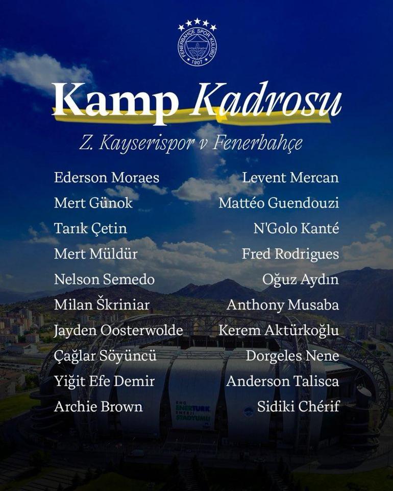 Fenerbahçede sürpriz karar Kamp kadrosunda eksik