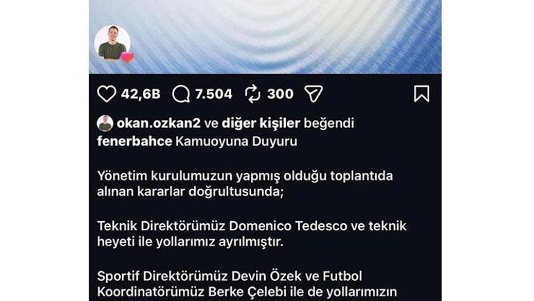 Tedesco ve Devin Özekin ayrılmasına sevindi Fenerbahçede beklenmedik tepki...